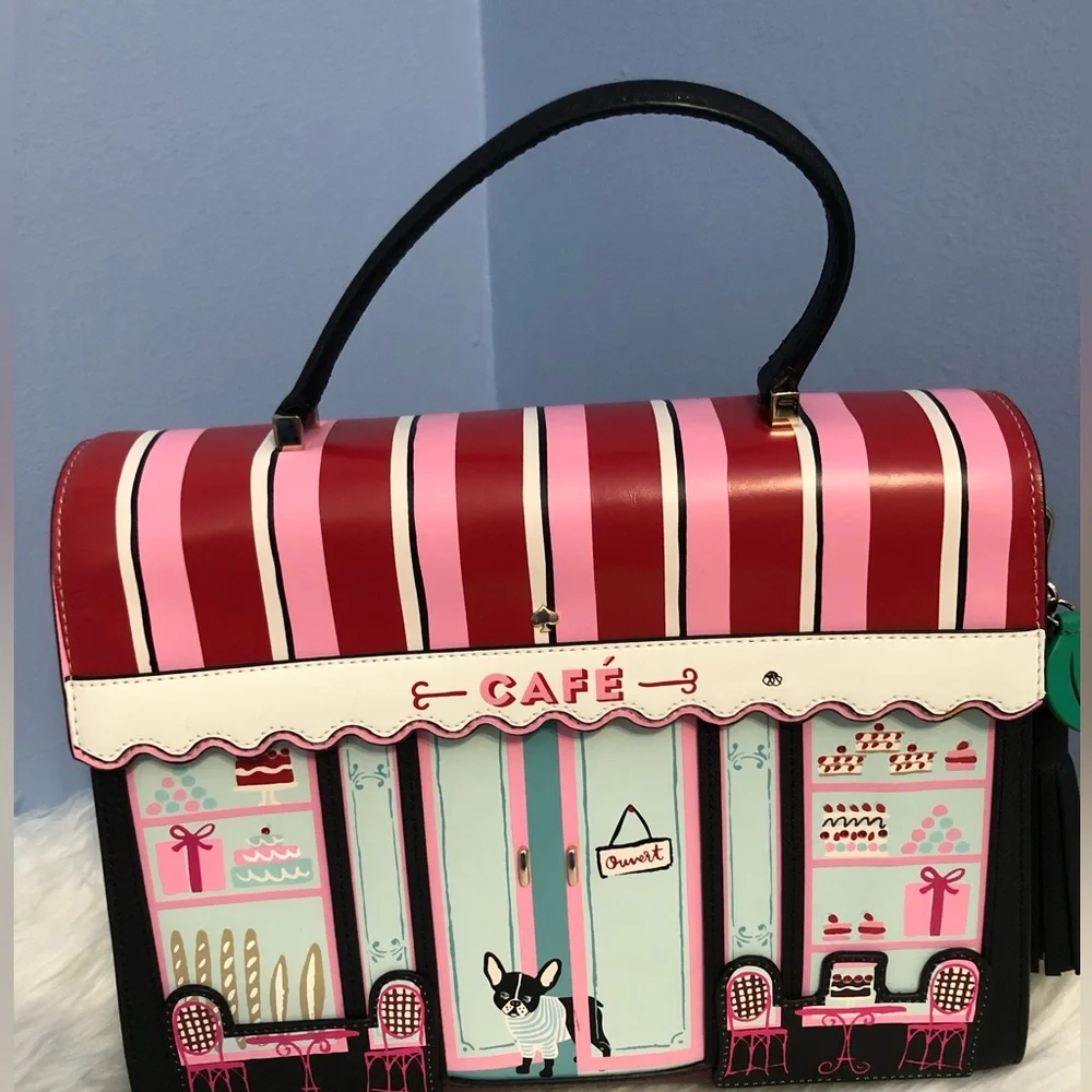 NWT Spade Ma Cherie Cafe Frenchie Dog Novelty Bag - Picture 14 of 14